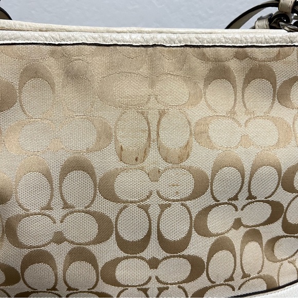 Set of 2 Coach Signature Canvas and White Leather Shoulder Bag and Long Wallet - Picture 3 of 16